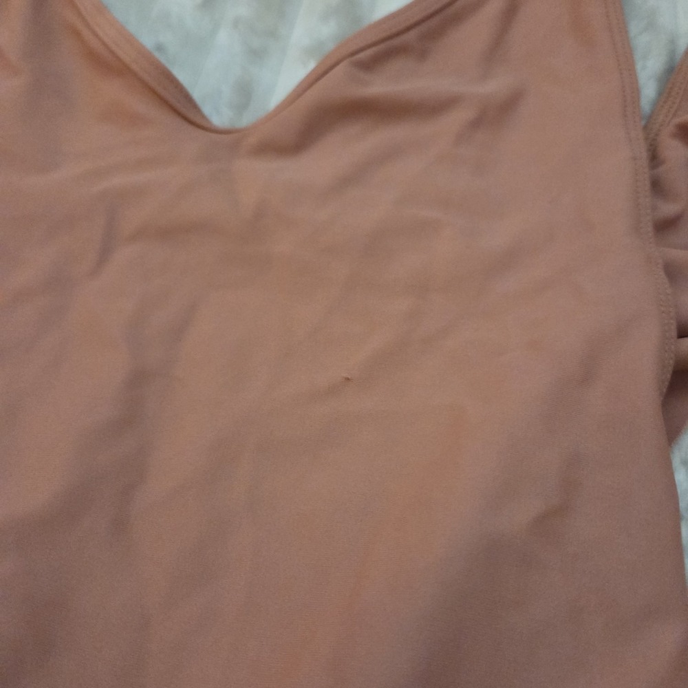 Aerie Ruffle Shoulder Deep V One Piece Swimsuit Coral Terracotta Orange XS - Picture 6 of 10